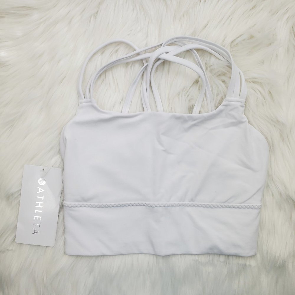 NWT Athleta White Hyper Focused Longline Bra - Picture 3 of 7